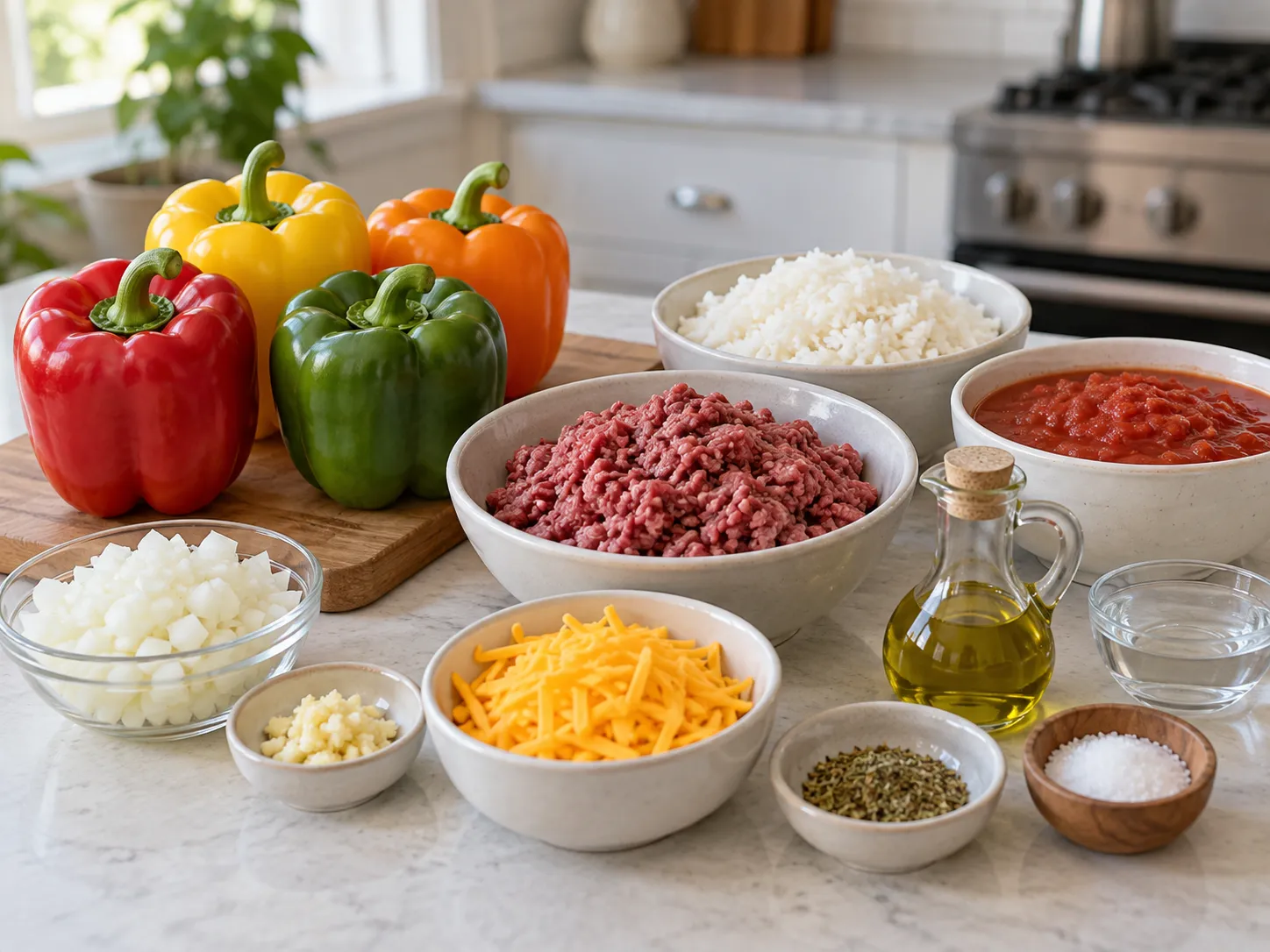 Beef and Rice Stuffed Peppers