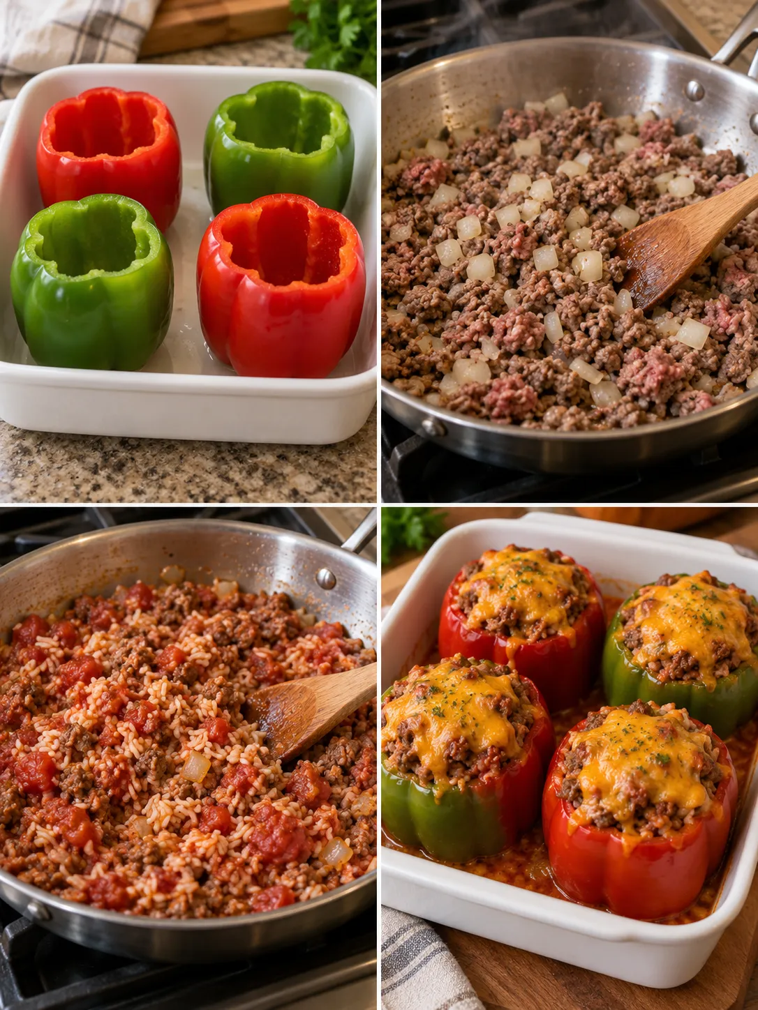 Beef and Rice Stuffed Peppers