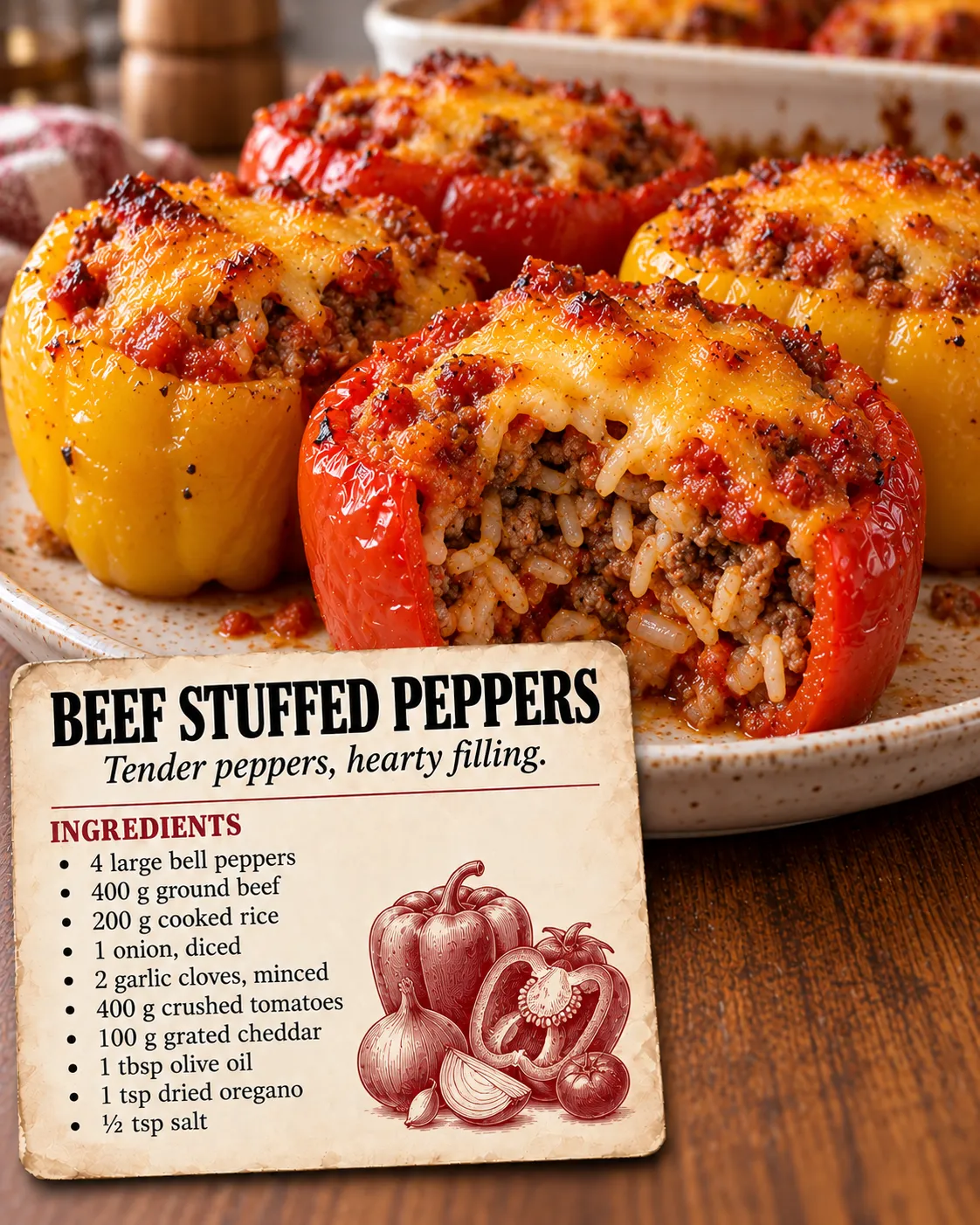 Beef and Rice Stuffed Peppers