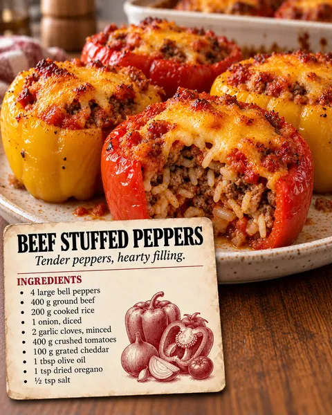Beef and Rice Stuffed Peppers