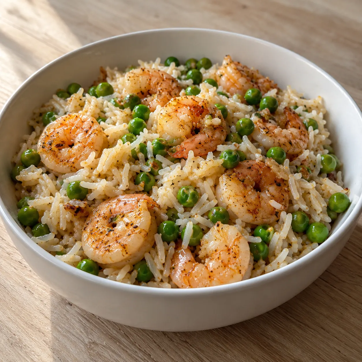 Garlic Shrimp and Pea Rice