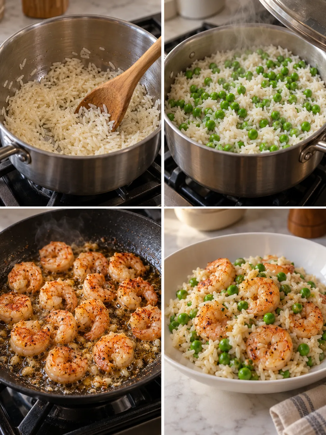 Garlic Shrimp and Pea Rice