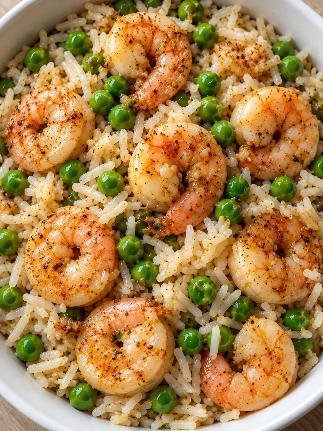 Garlic Shrimp and Pea Rice