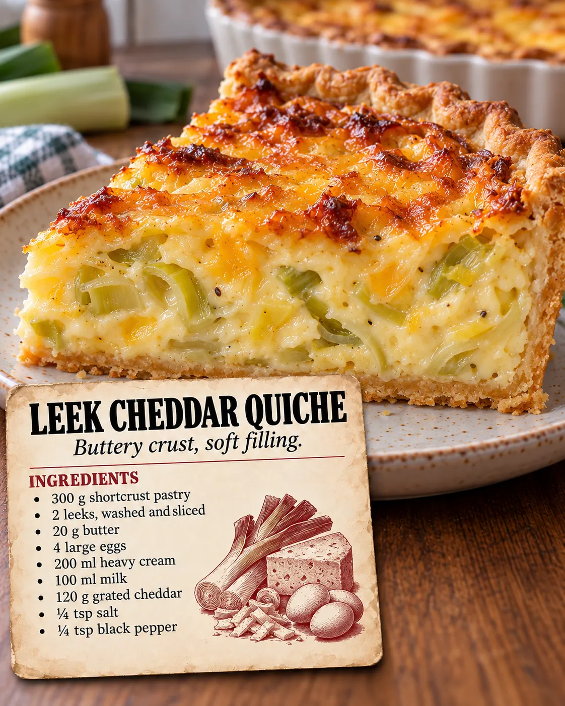 Leek Cheddar Quiche