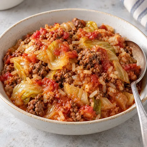 Cabbage Beef Rice Bake