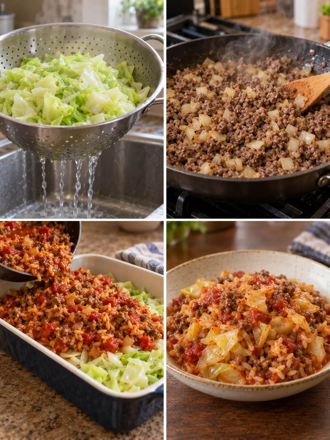 Cabbage Beef Rice Bake