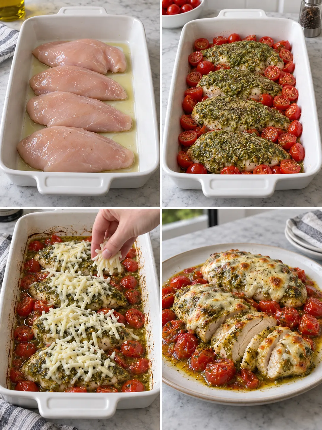 Pesto Chicken and Tomato Bake