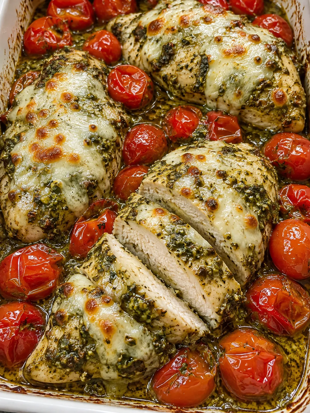 Pesto Chicken and Tomato Bake