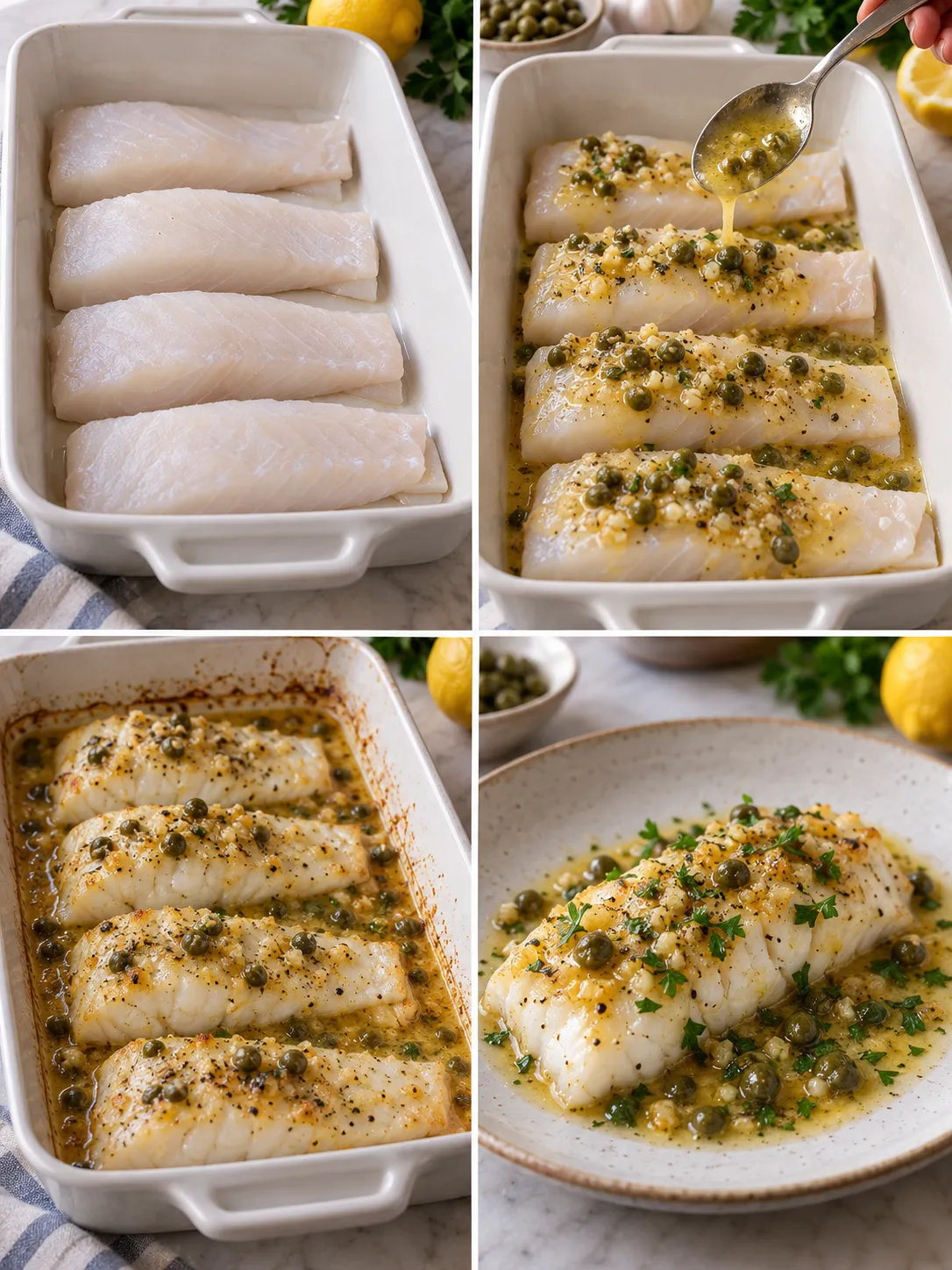 Lemon Caper Baked Cod