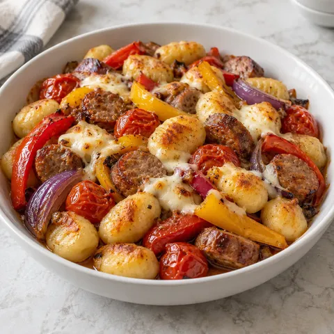 Sheet Pan Sausage Gnocchi with Peppers