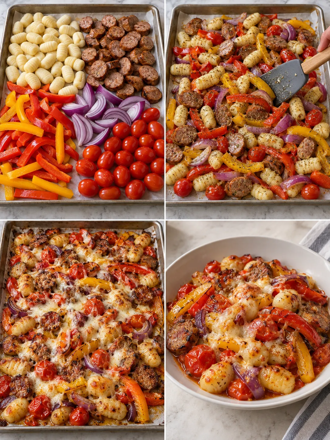 Sheet Pan Sausage Gnocchi with Peppers