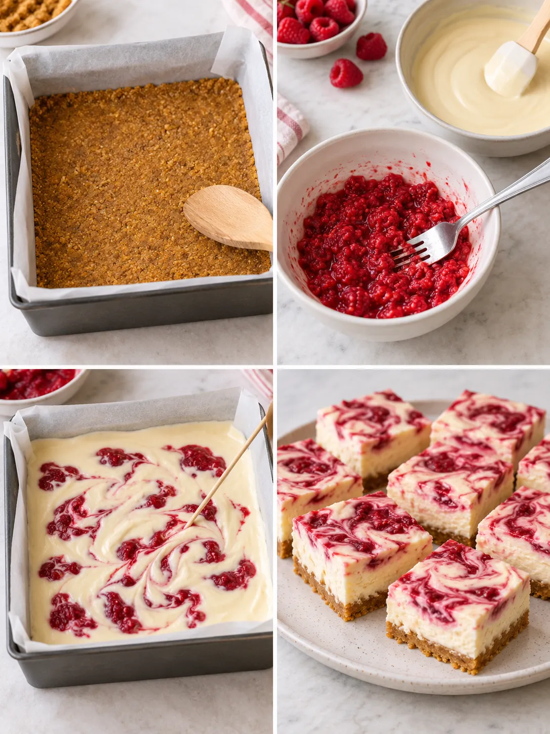 Raspberry White Chocolate Cheesecake Squares