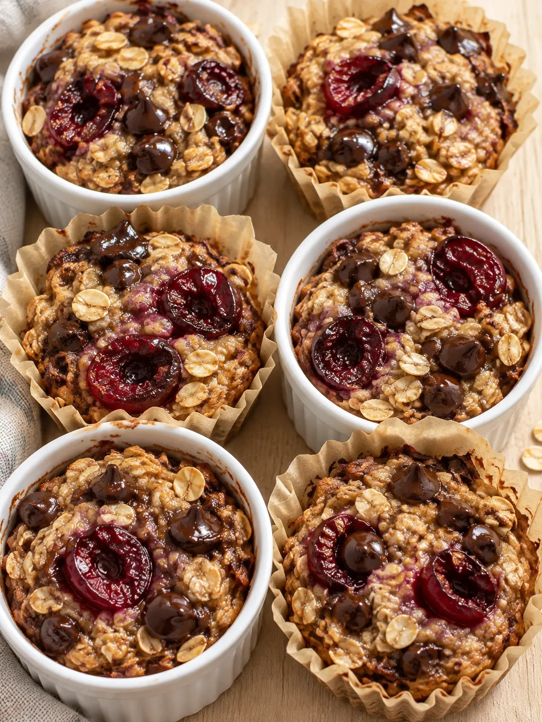 Baked Cherry Chocolate Oat Cups