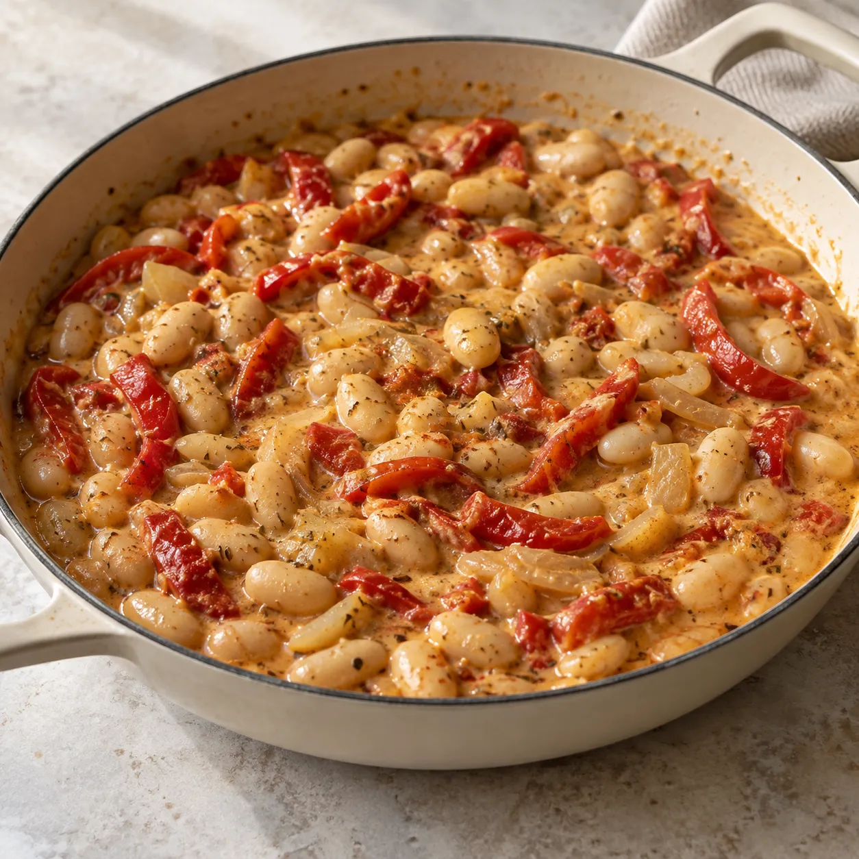 Creamy White Bean and Roasted Pepper Skillet