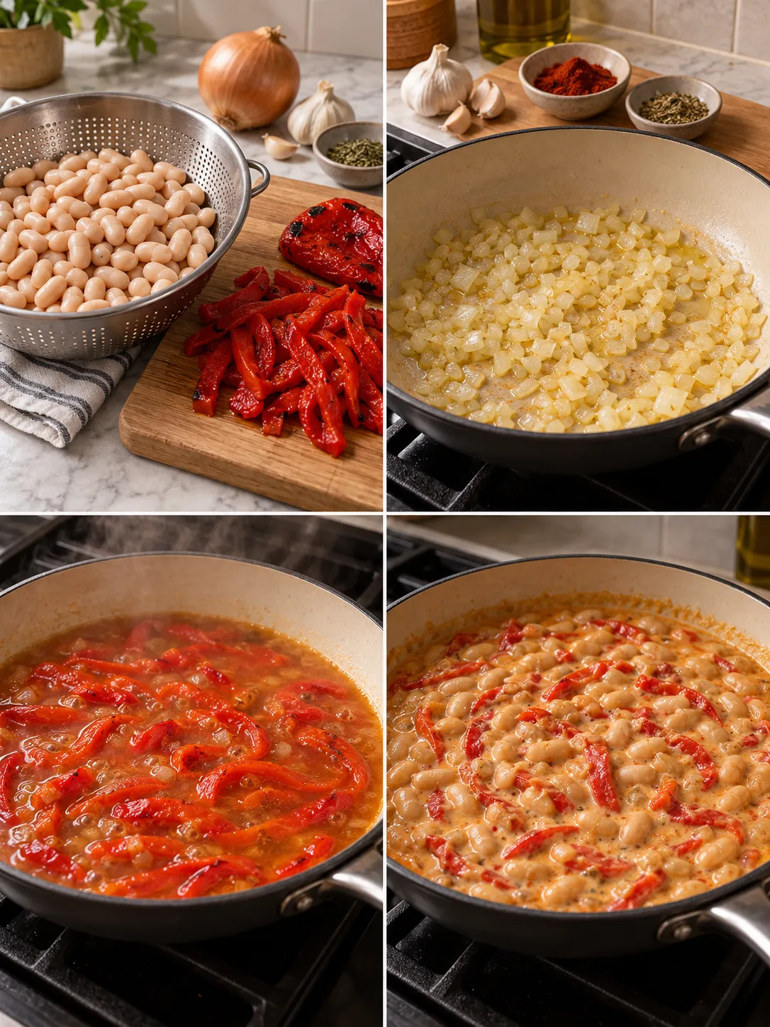 Creamy White Bean and Roasted Pepper Skillet