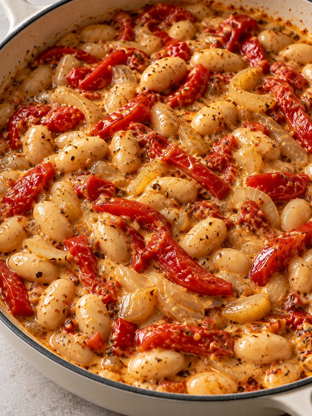 Creamy White Bean and Roasted Pepper Skillet