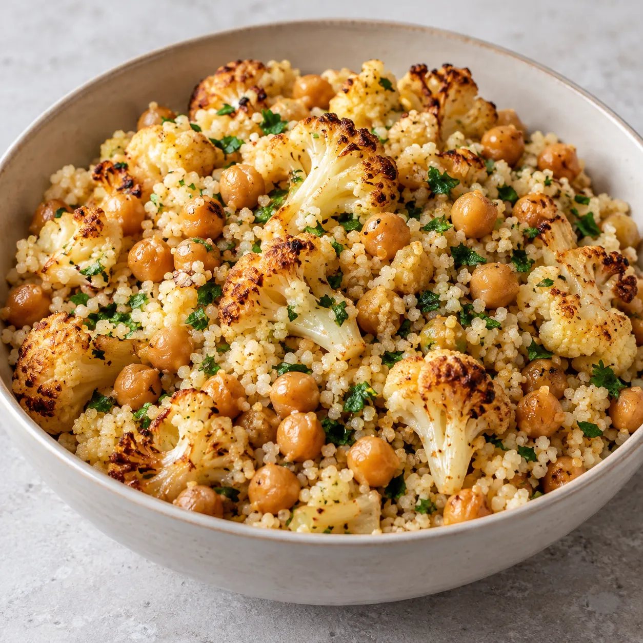 Roasted Cauliflower and Chickpea Couscous