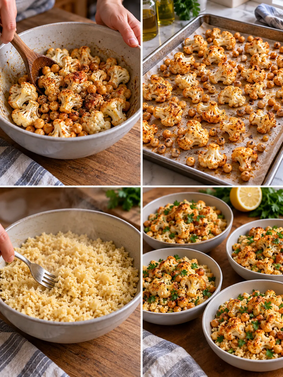Roasted Cauliflower and Chickpea Couscous