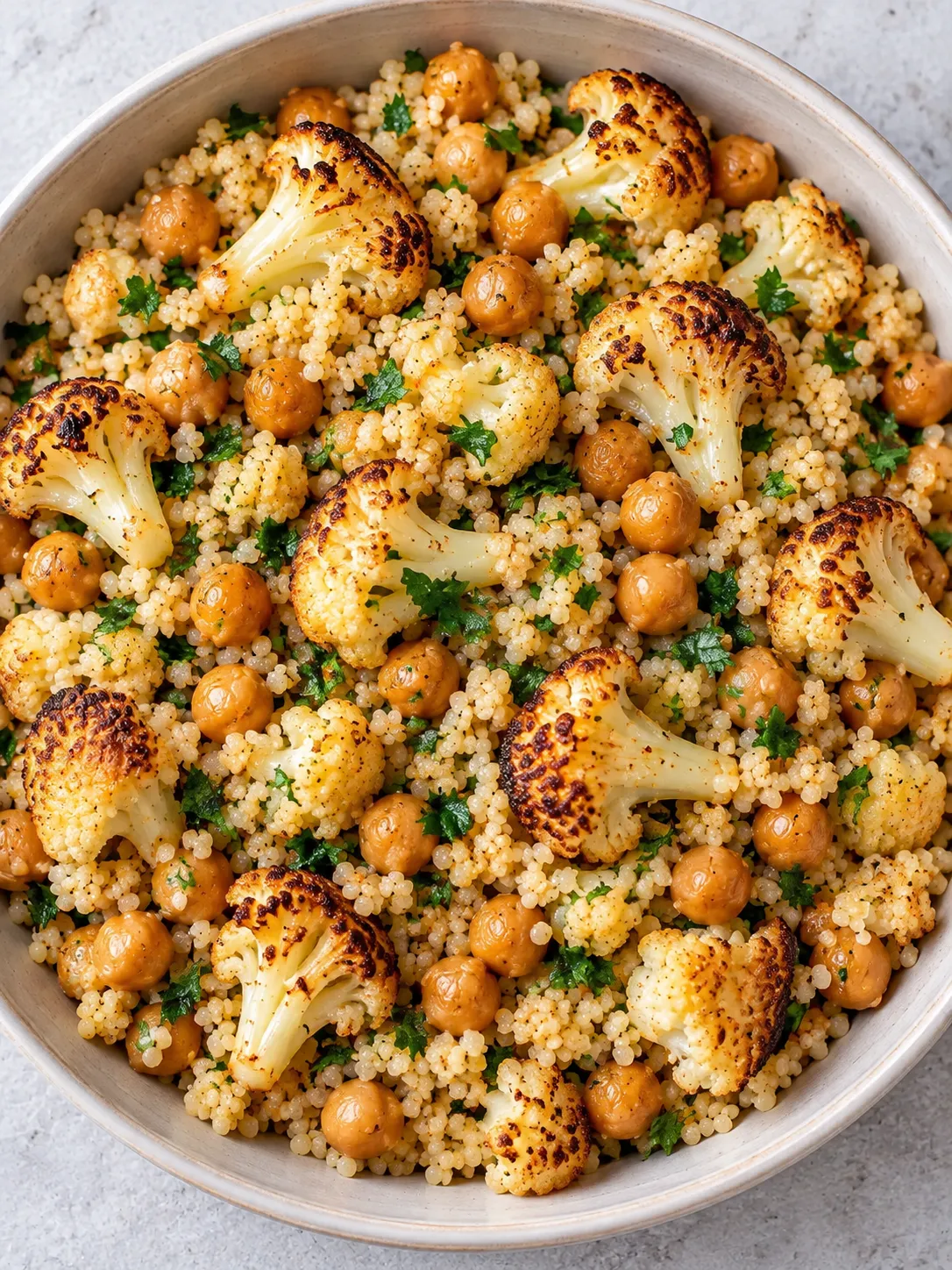 Roasted Cauliflower and Chickpea Couscous