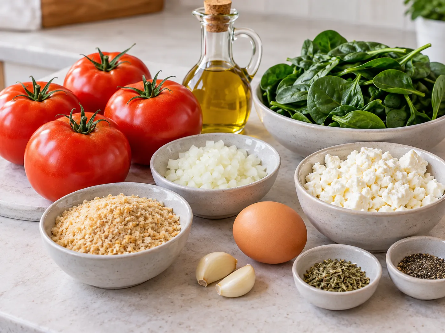 Baked Spinach and Feta Stuffed Tomatoes
