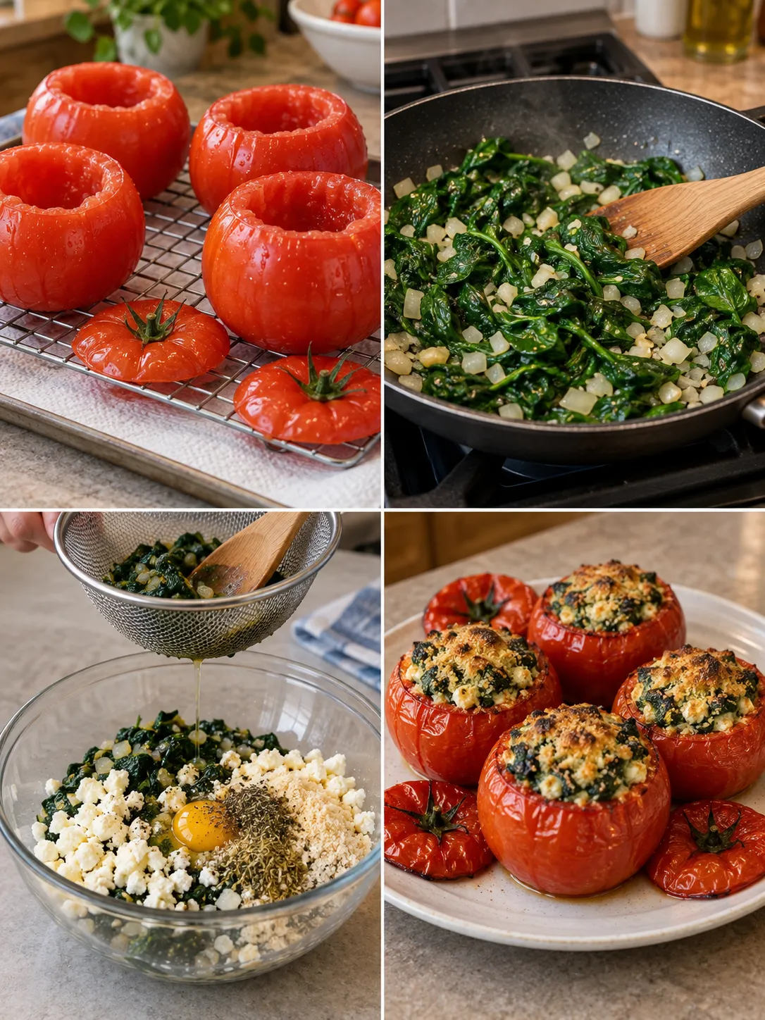 Baked Spinach and Feta Stuffed Tomatoes