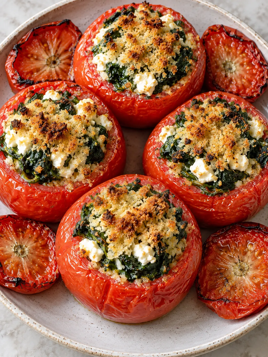 Baked Spinach and Feta Stuffed Tomatoes