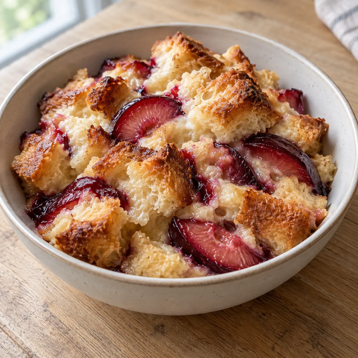 Vanilla Plum Bread Pudding