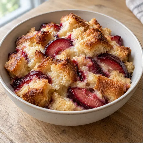Vanilla Plum Bread Pudding