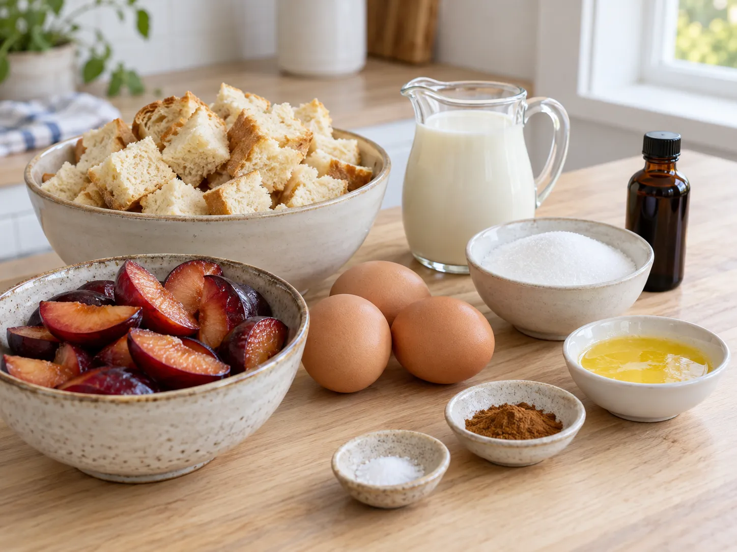 Vanilla Plum Bread Pudding