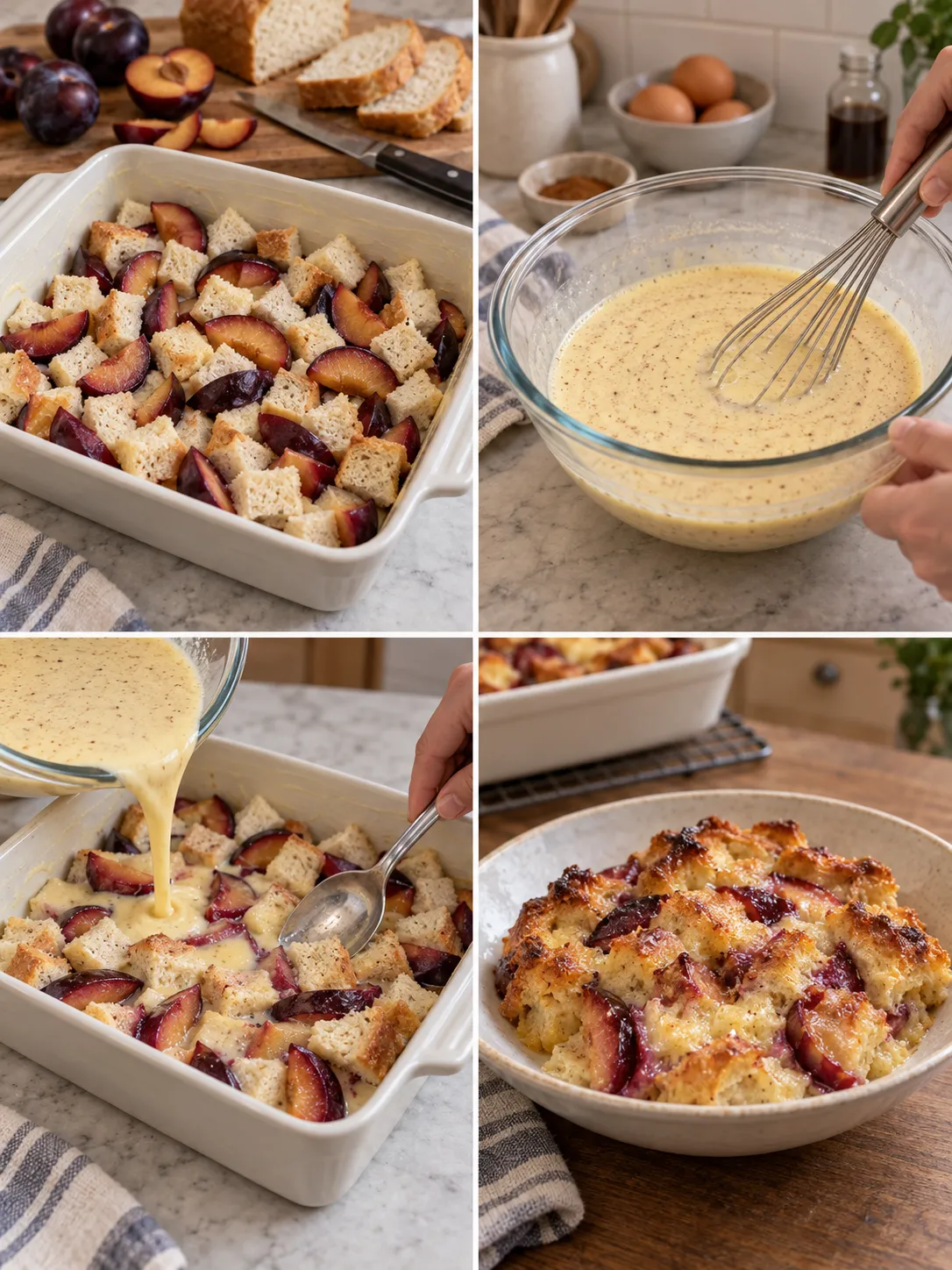 Vanilla Plum Bread Pudding