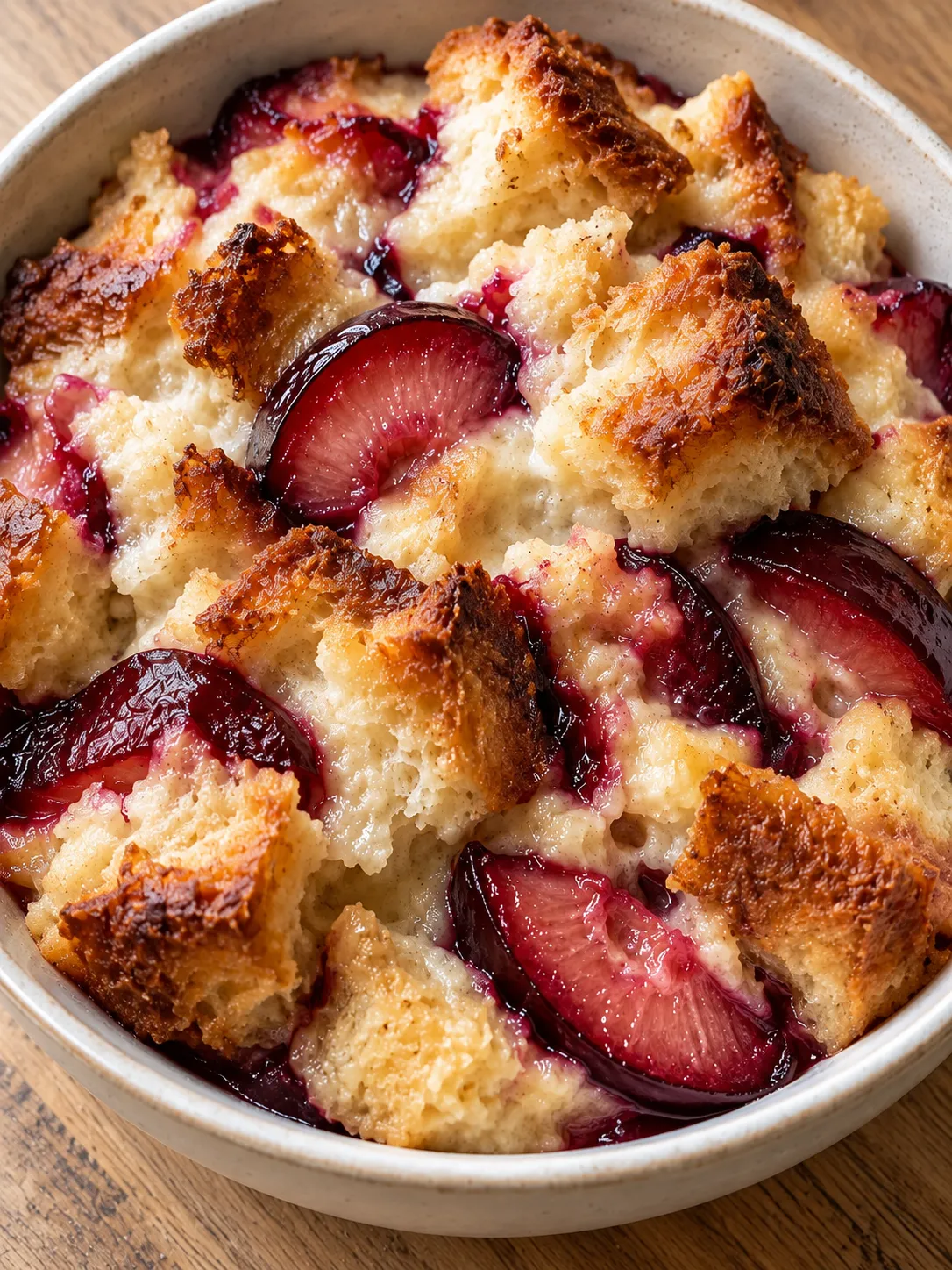 Vanilla Plum Bread Pudding