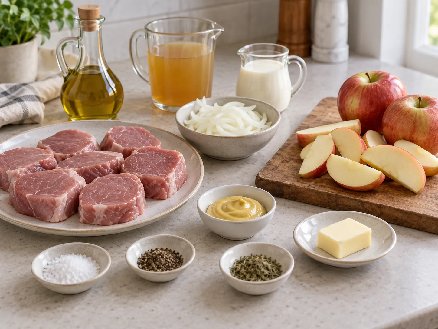 Creamy Mustard Pork and Apple Skillet