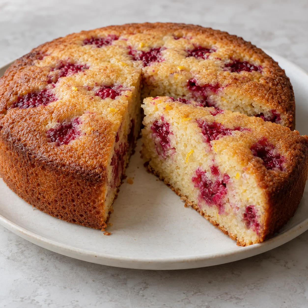 Raspberry Lemon Semolina Cake