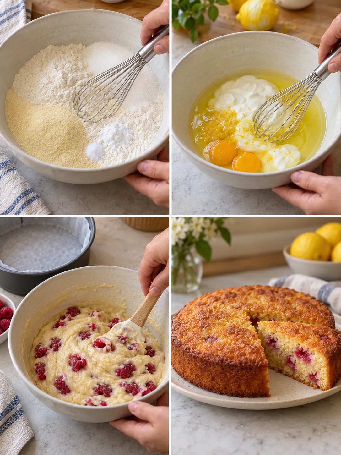Raspberry Lemon Semolina Cake