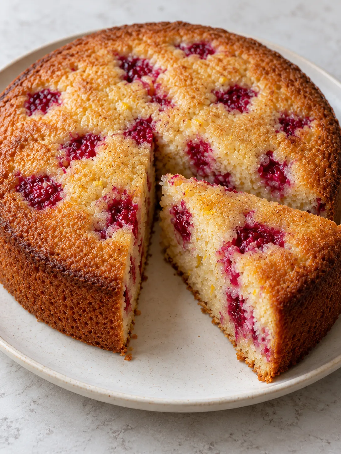 Raspberry Lemon Semolina Cake