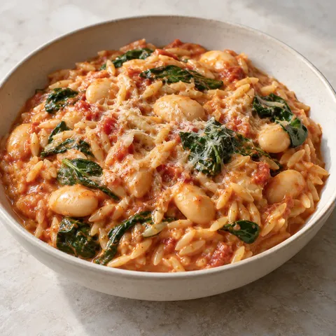 Creamy Tomato Butter Bean Orzo