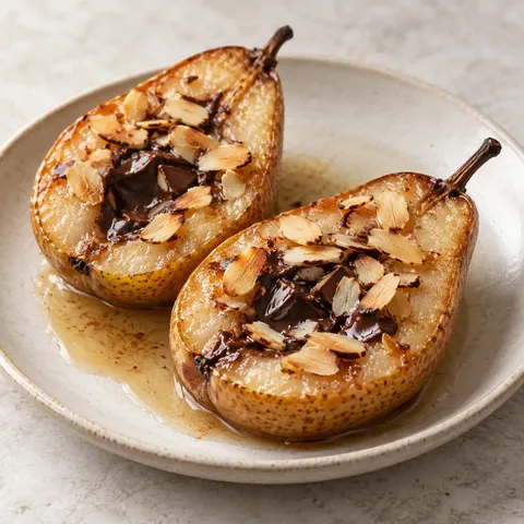 Baked Pears with Chocolate and Almonds
