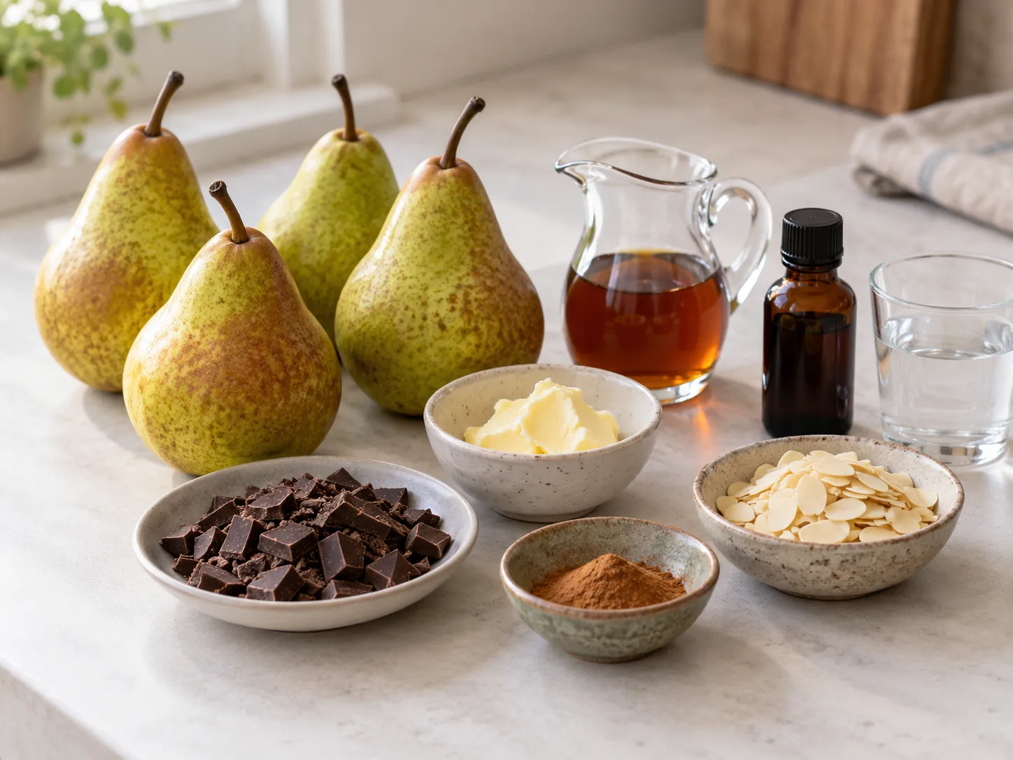 Baked Pears with Chocolate and Almonds