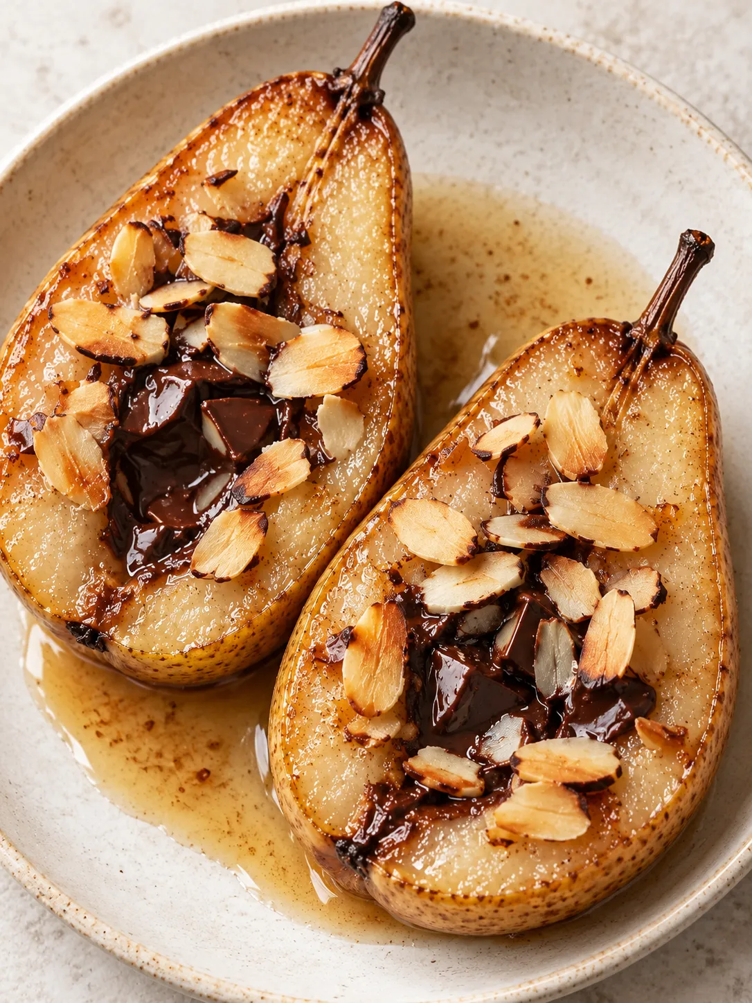 Baked Pears with Chocolate and Almonds