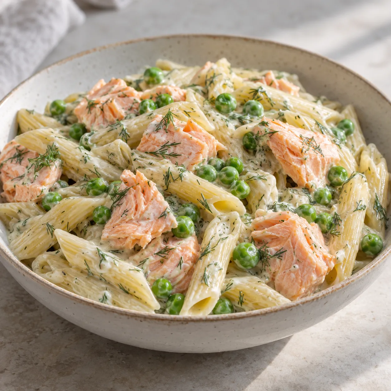 Creamy Dill Salmon and Pea Pasta