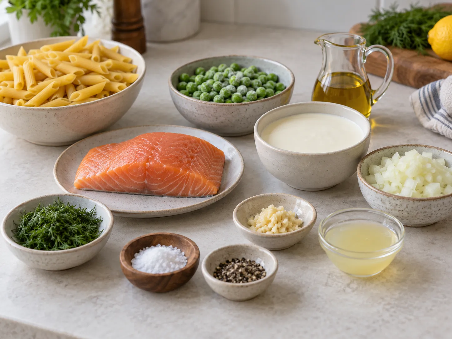 Creamy Dill Salmon and Pea Pasta