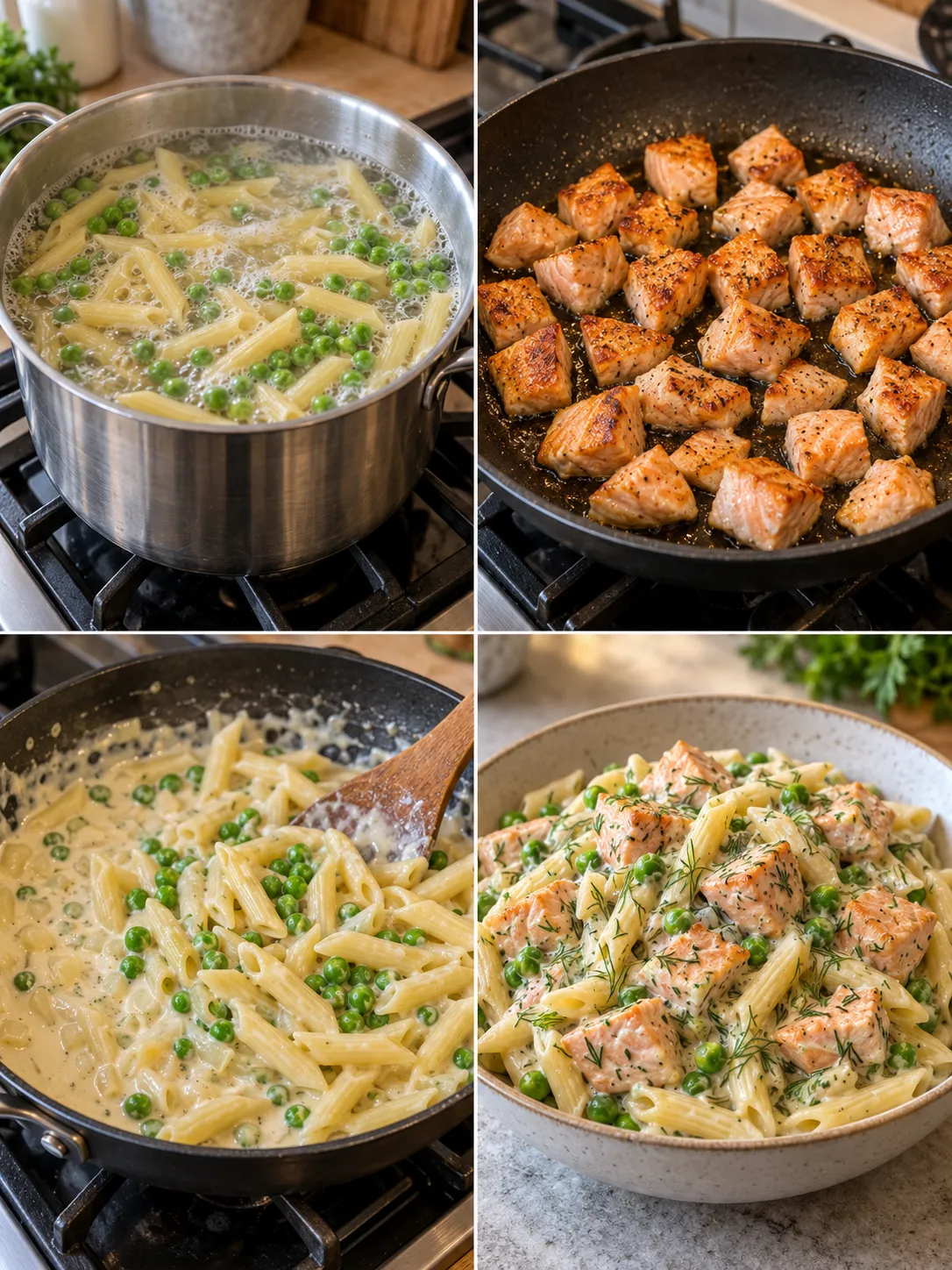 Creamy Dill Salmon and Pea Pasta