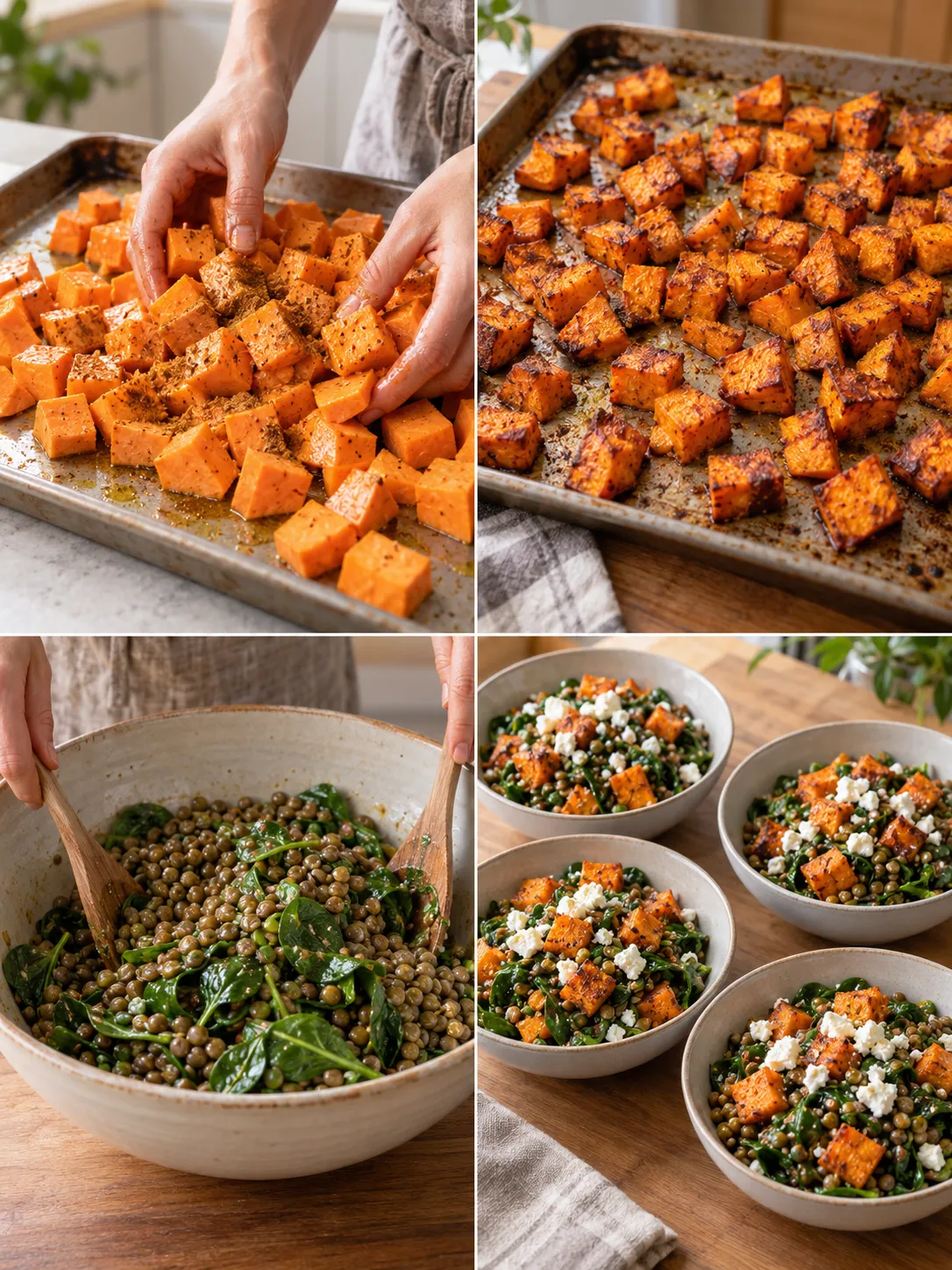 Roasted Sweet Potato Lentil Salad