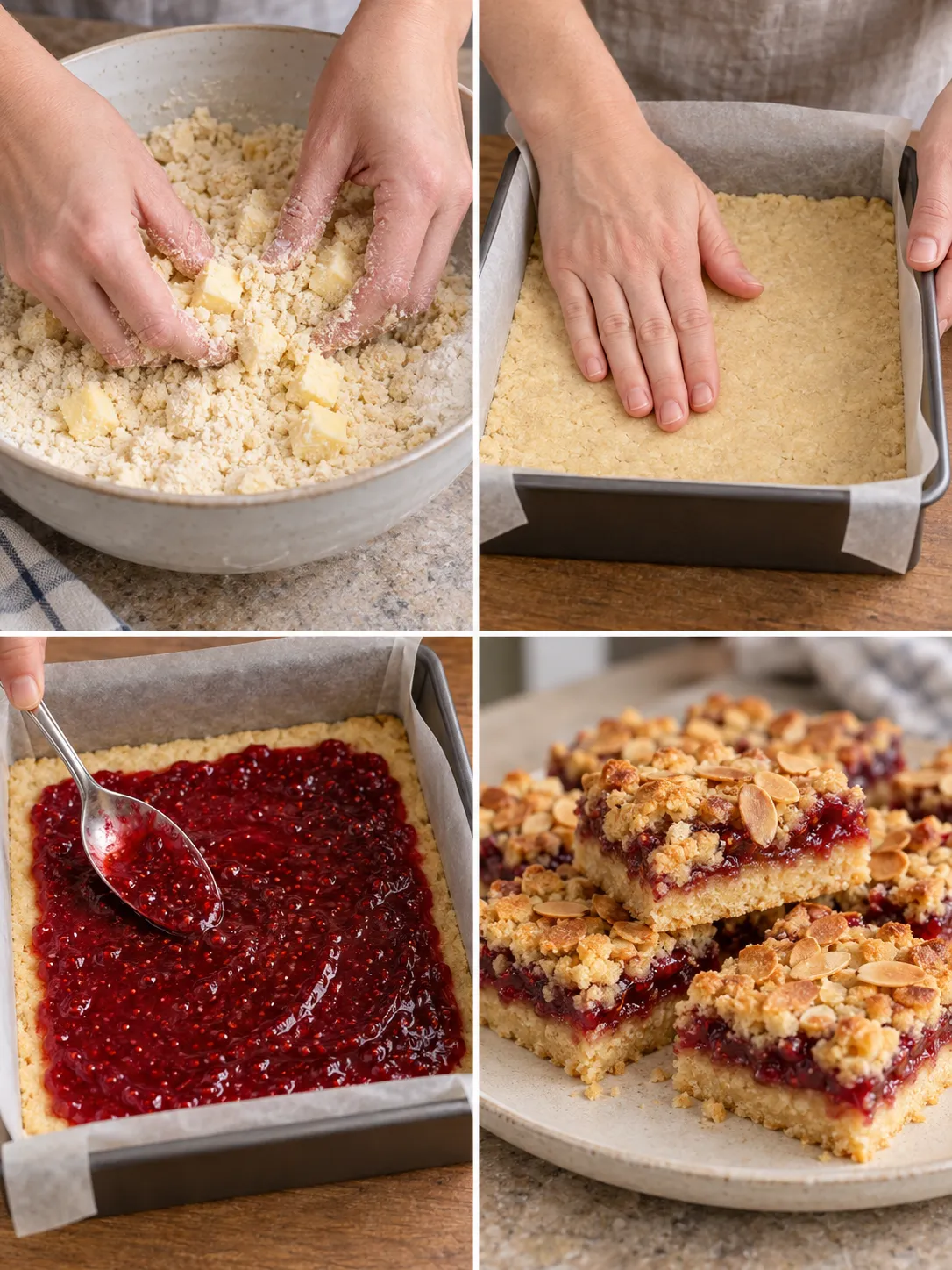Raspberry Jam Almond Shortbread Slices