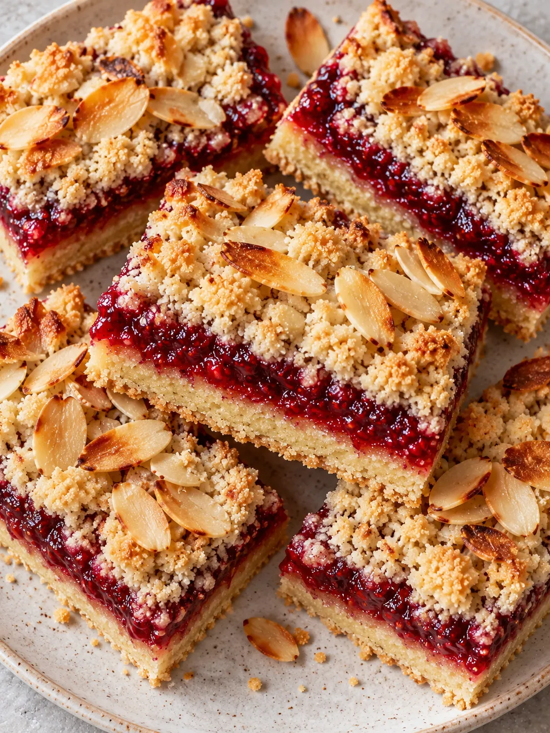Raspberry Jam Almond Shortbread Slices