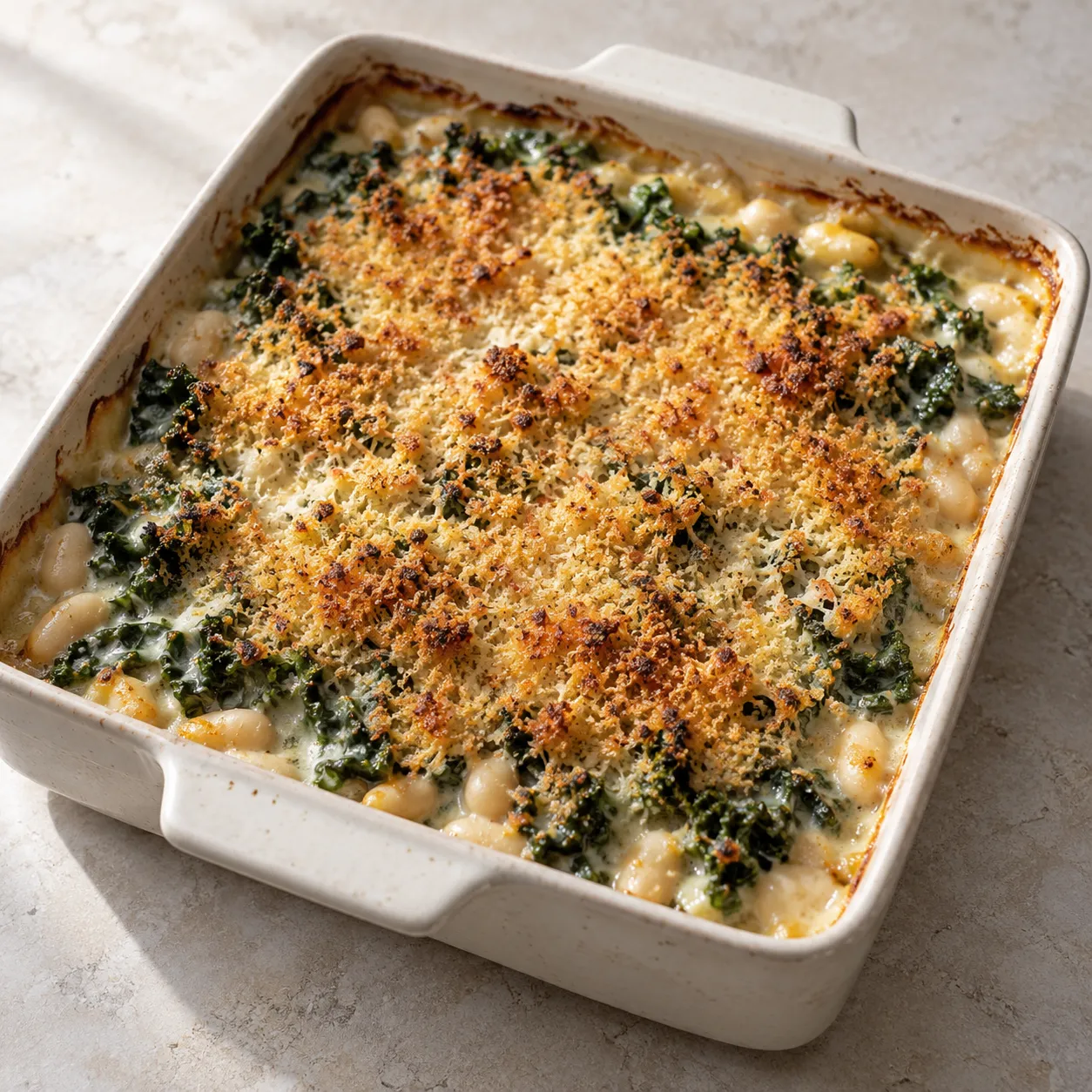 Creamy White Bean and Kale Gratin
