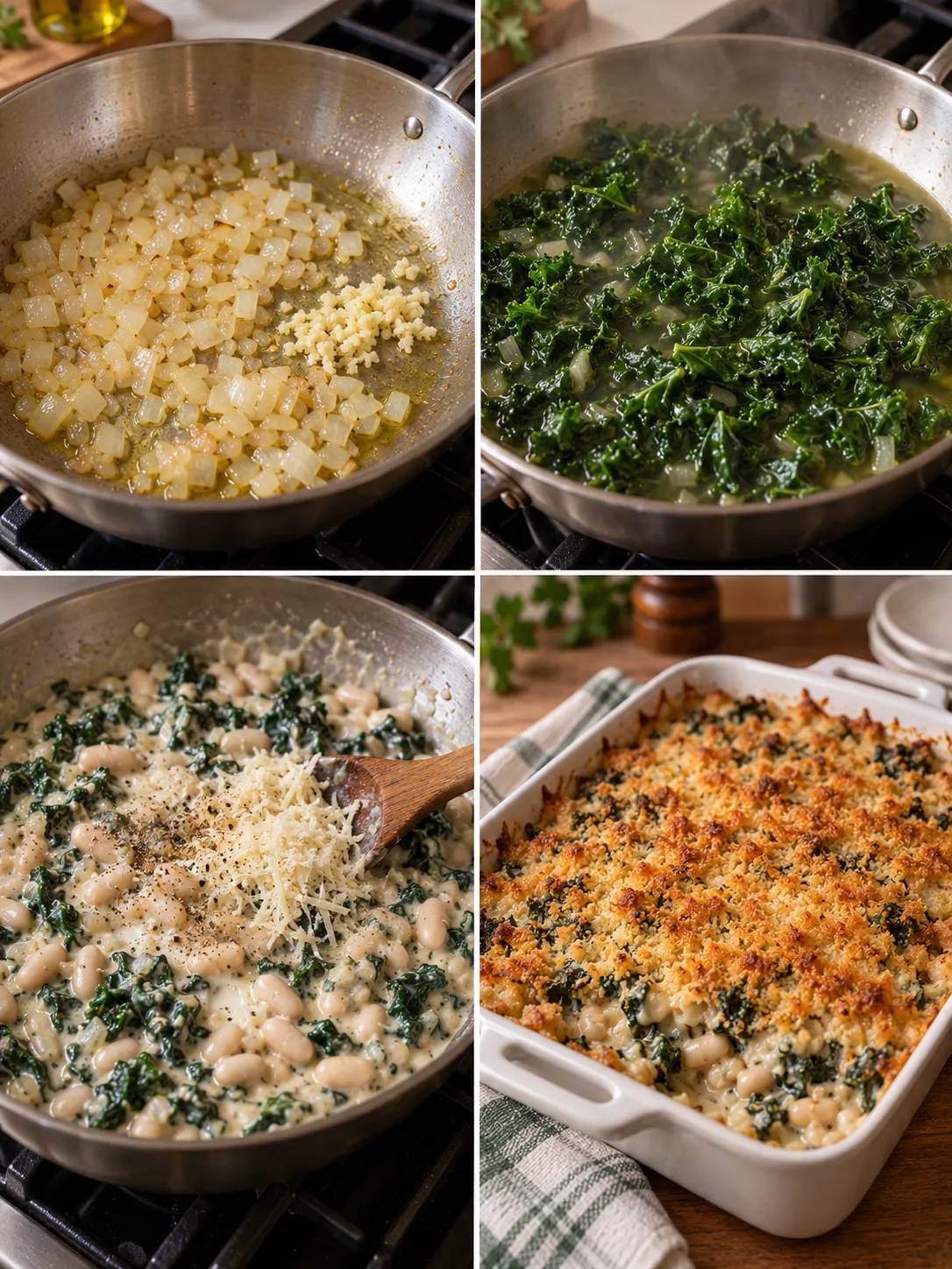 Creamy White Bean and Kale Gratin