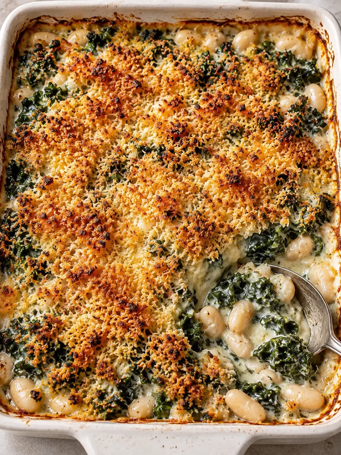 Creamy White Bean and Kale Gratin