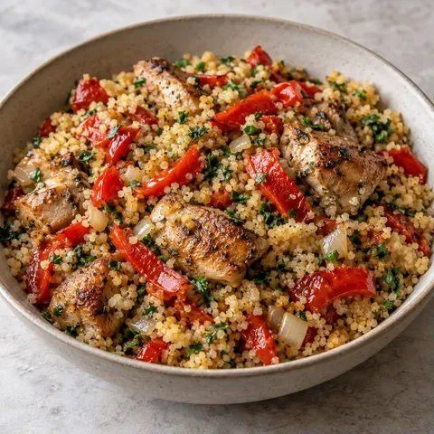 Roasted Red Pepper Chicken Couscous