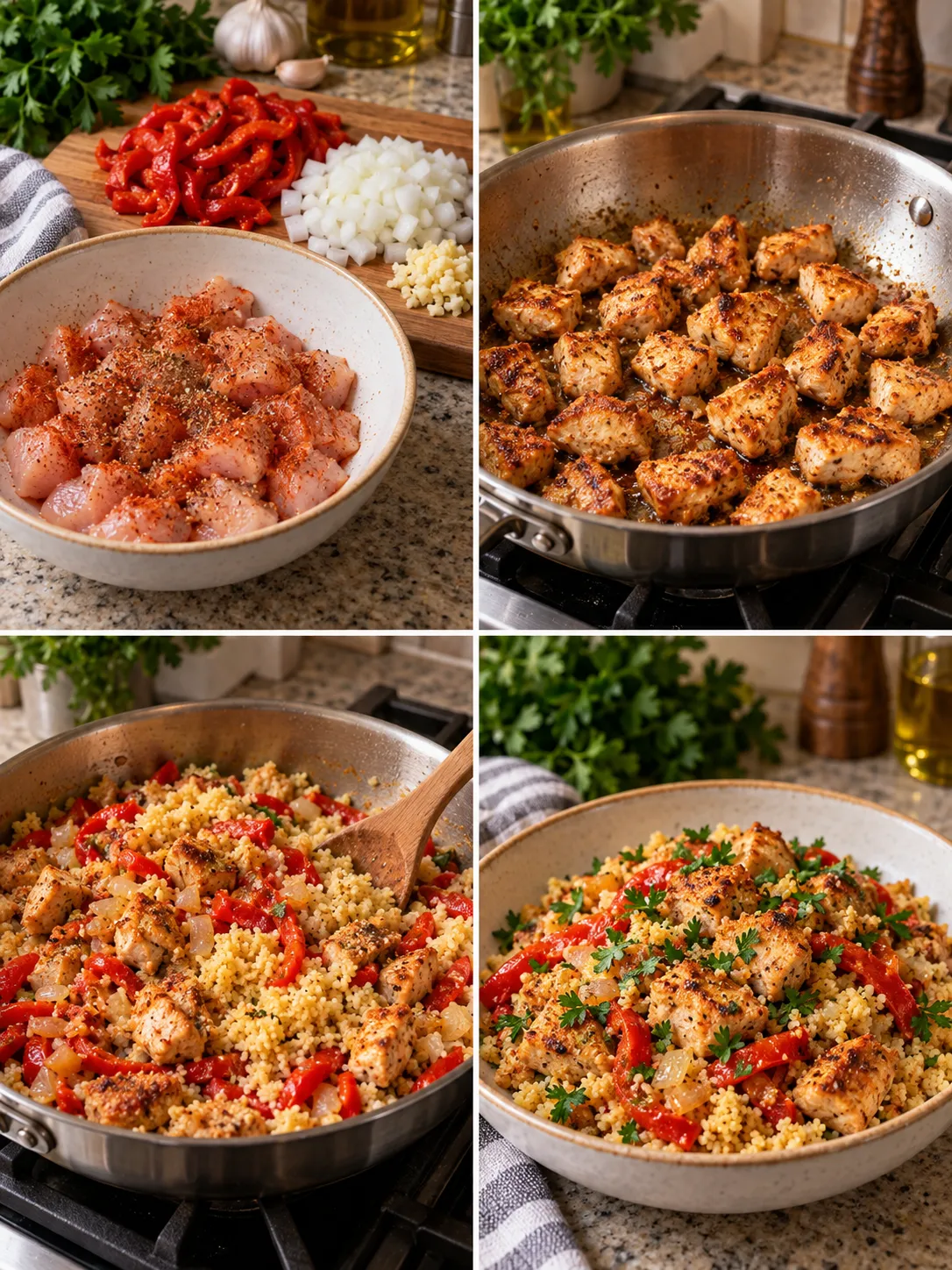 Roasted Red Pepper Chicken Couscous